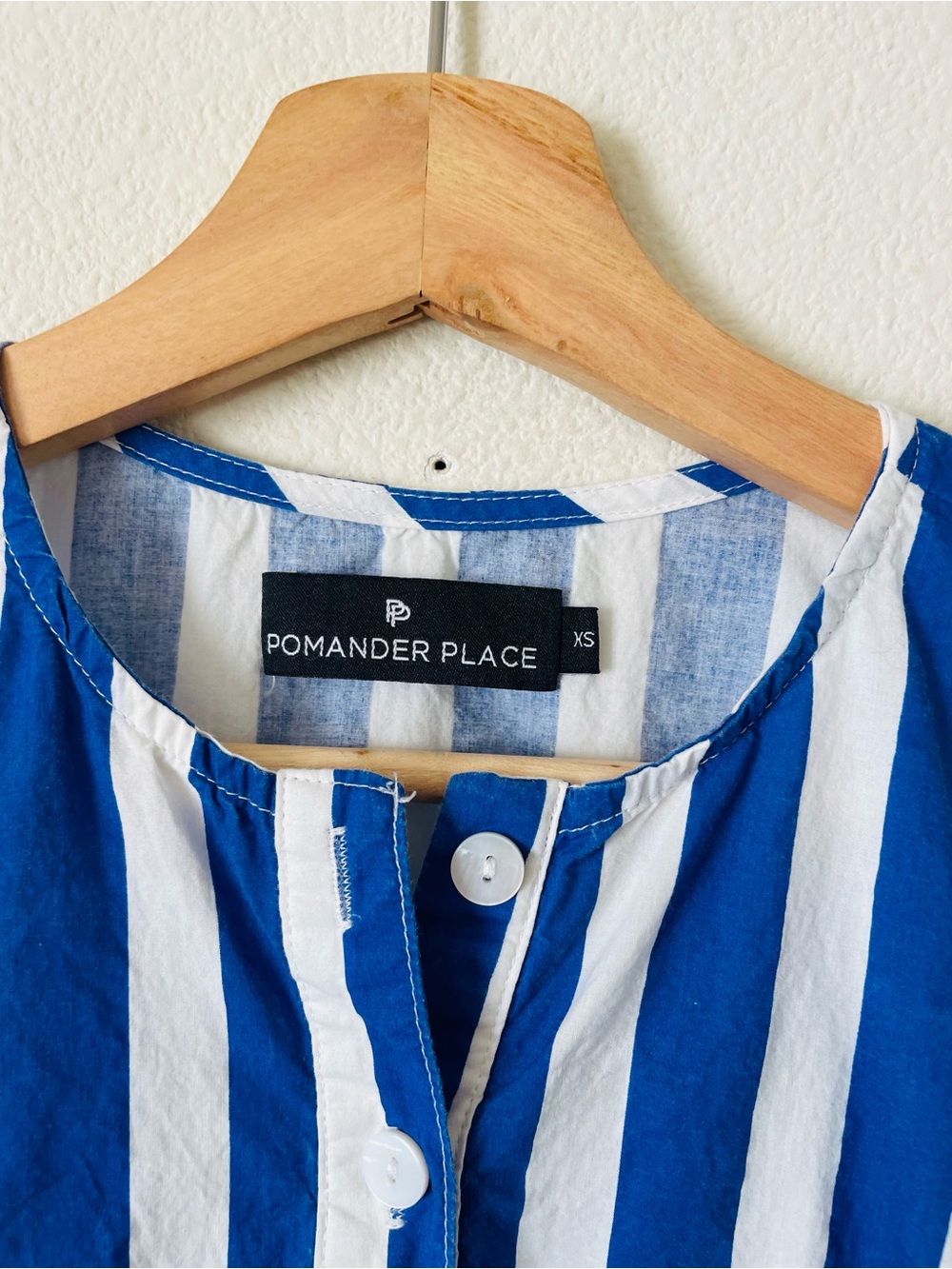 Pomander Place XS Camille Cabana blue & white striped kaftan maxi dress - Picture 4 of 8